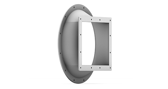 Transition piece from angular to round connection	