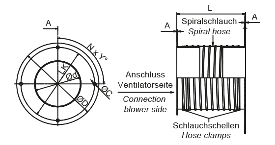 Compensator, discharge side, canal section steel