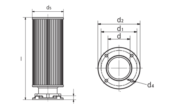 Metal fine filter with connection nozzle	